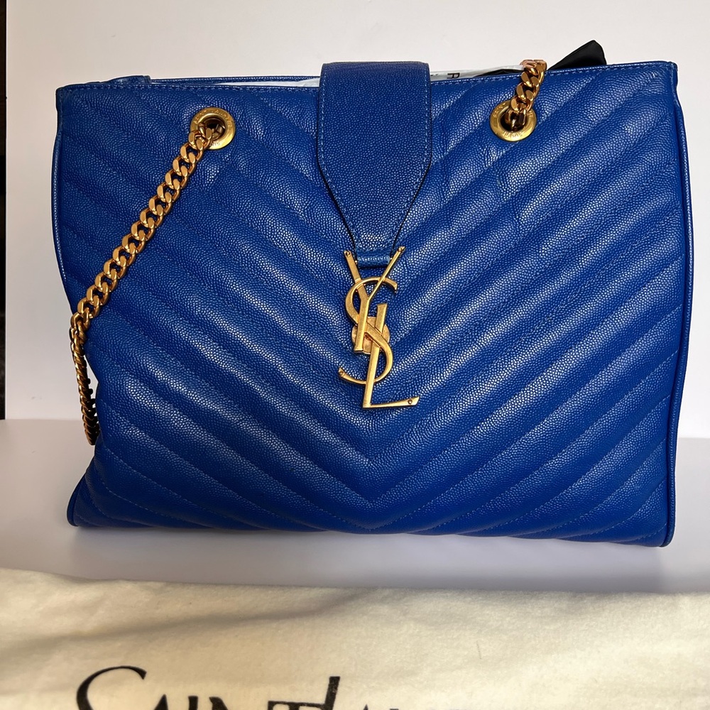Saint Laurent Royal Blue Quilted Shoulder Bag